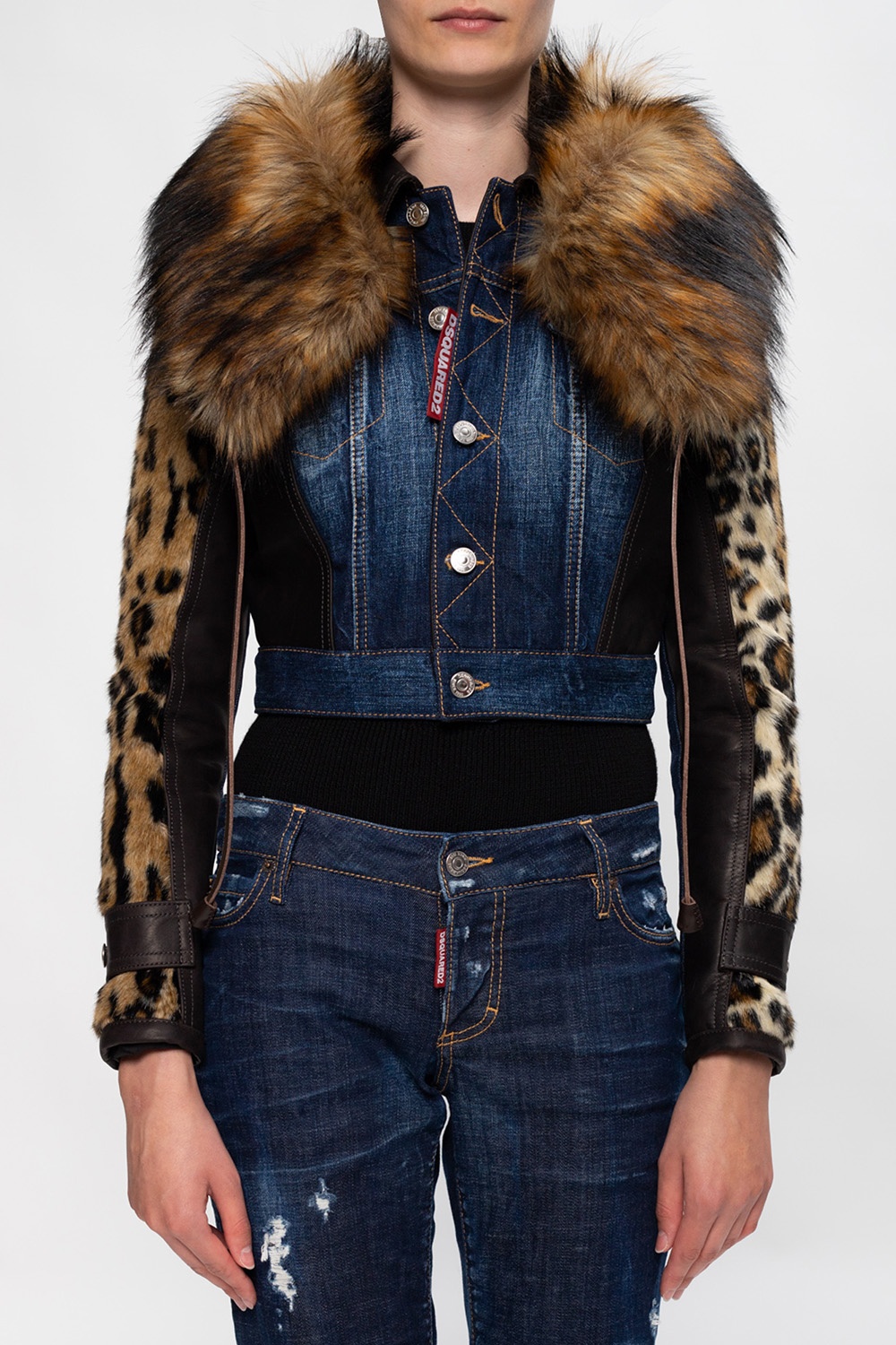 T.JEANS■(W) Collar Fur Jacket★送料込 Denim jacket with fur collar Dsquared2